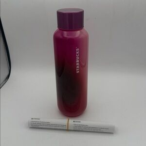 Starbucks Holiday 2022 Pink gradient Candy Cane glass  WaterBottle Tumbler 20oz